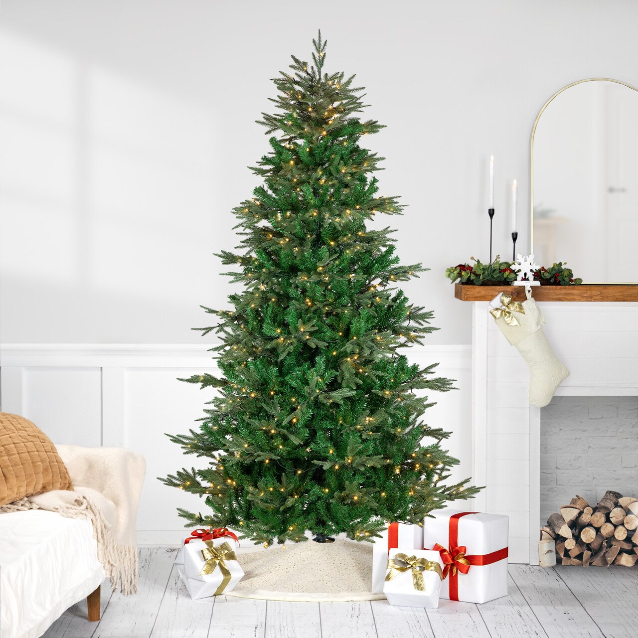 Northlight Real Touch™️ Pre-Lit Full Hudson Fir Artificial Christmas Tree - 7.5' - Warm White LED